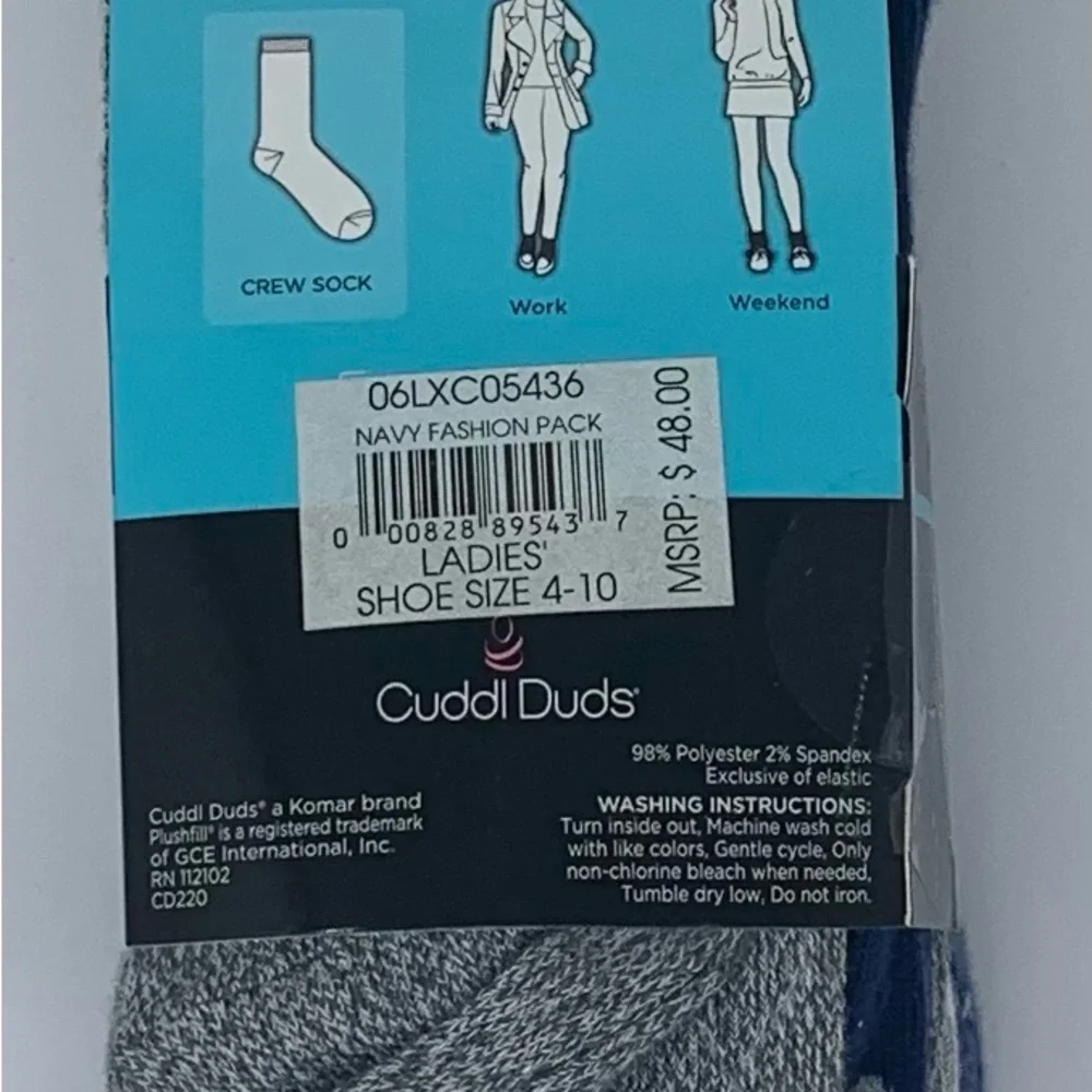 NWT Women’s Bundle of 3, 6-pack Cuddl Duds Casual Socks - Blue, Black, Gray (18)